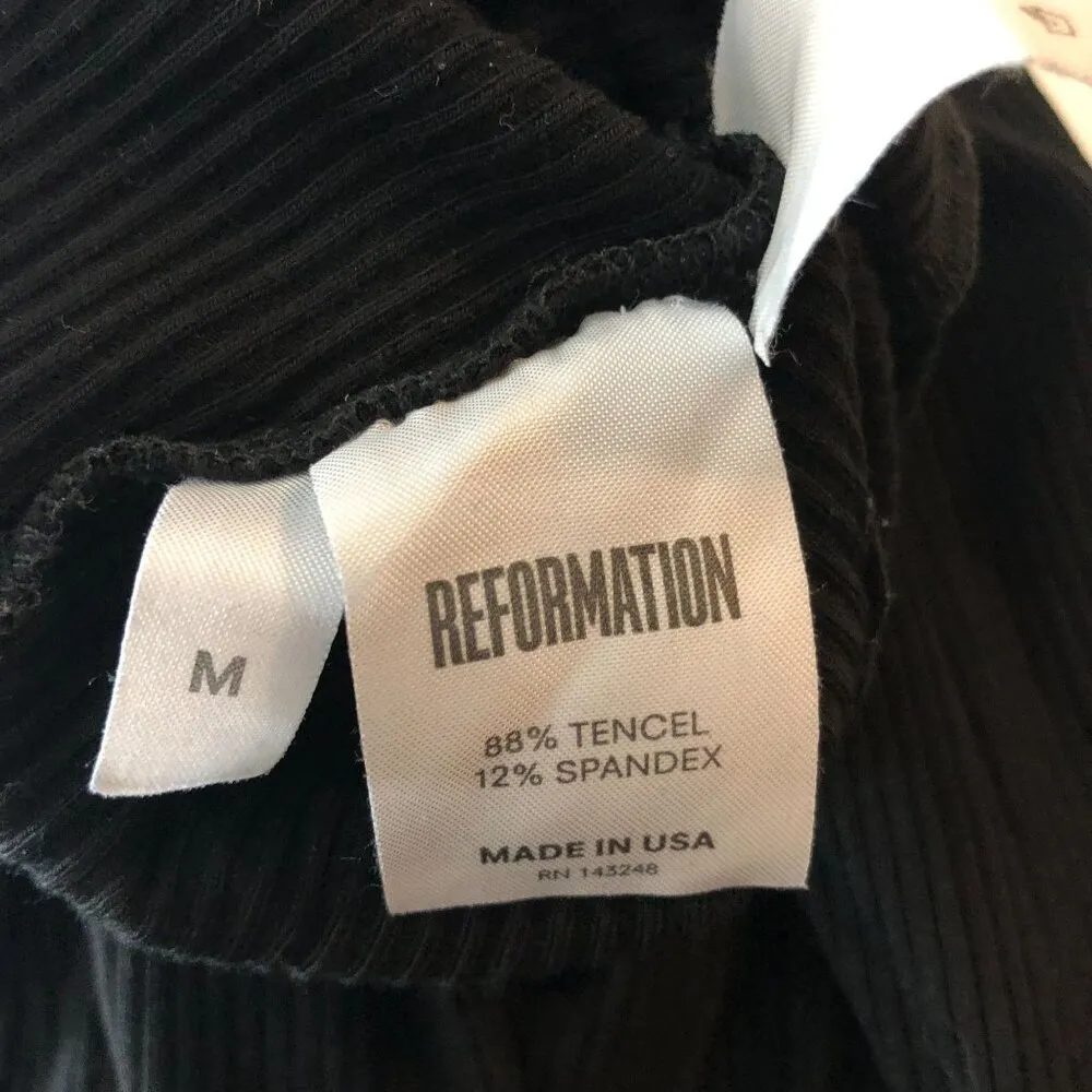 Reformation Jumpsuit Flare Leg Lace Up Ribbed Sleeveless Black M - Image 6