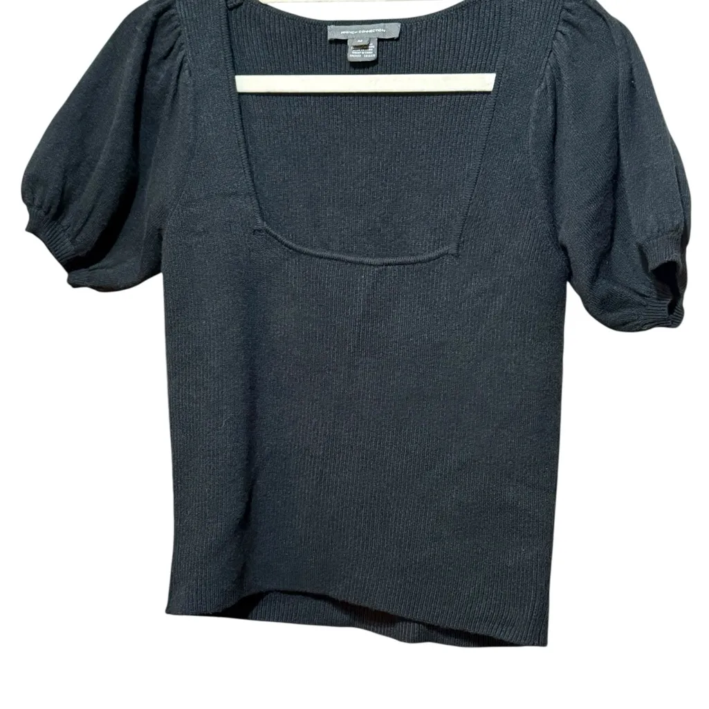 French Connection Women's Jaida Babysoft Square-Neck Sweater Black Sz M - Image 5