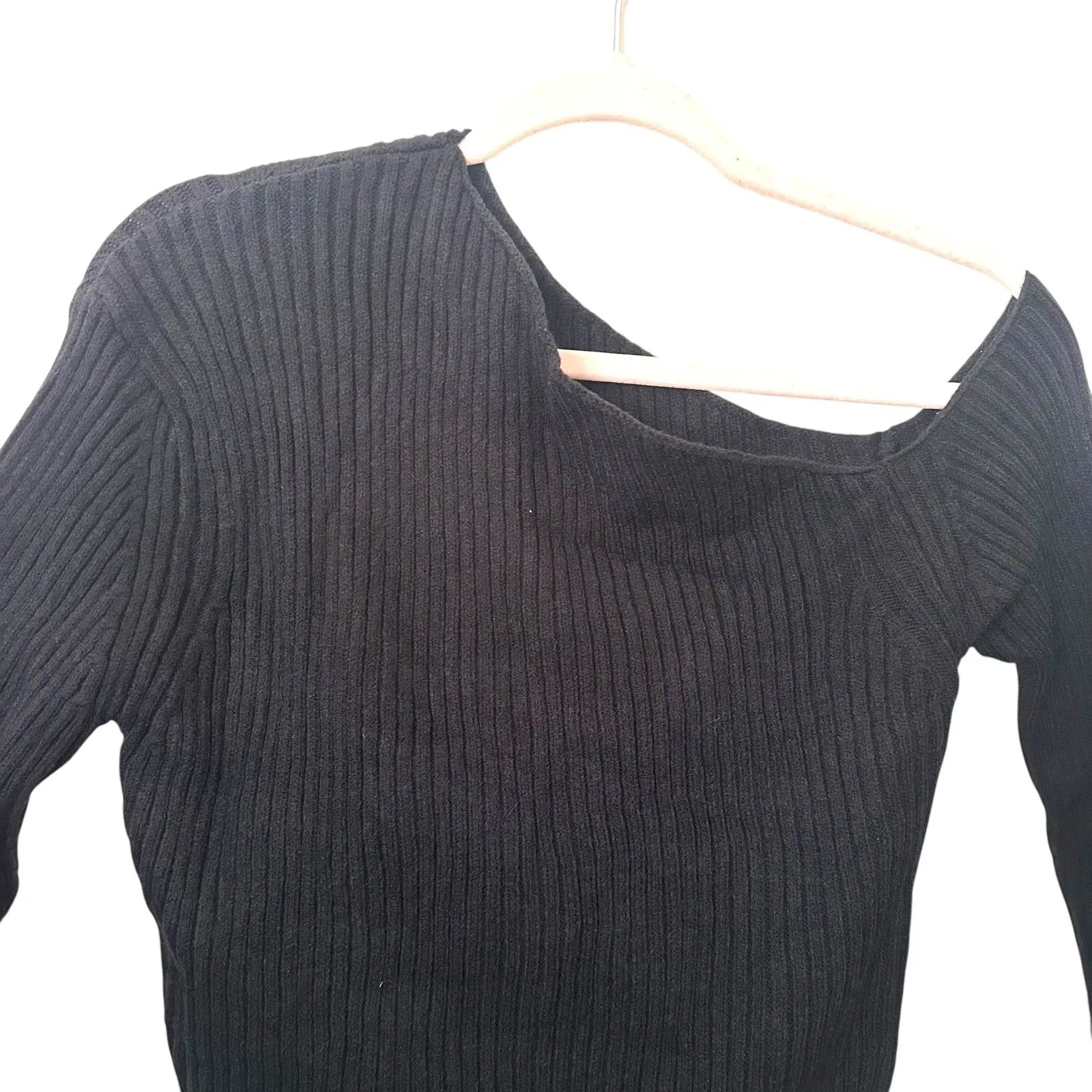 NEW NWT COMMENSE One Shouldered Ribbed Top Black X - Image 3