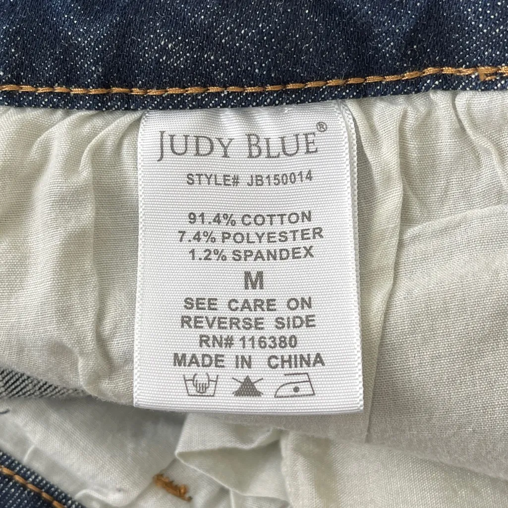 Judy Blue Camo Patch High Waist Denim Shorts M - Image 14