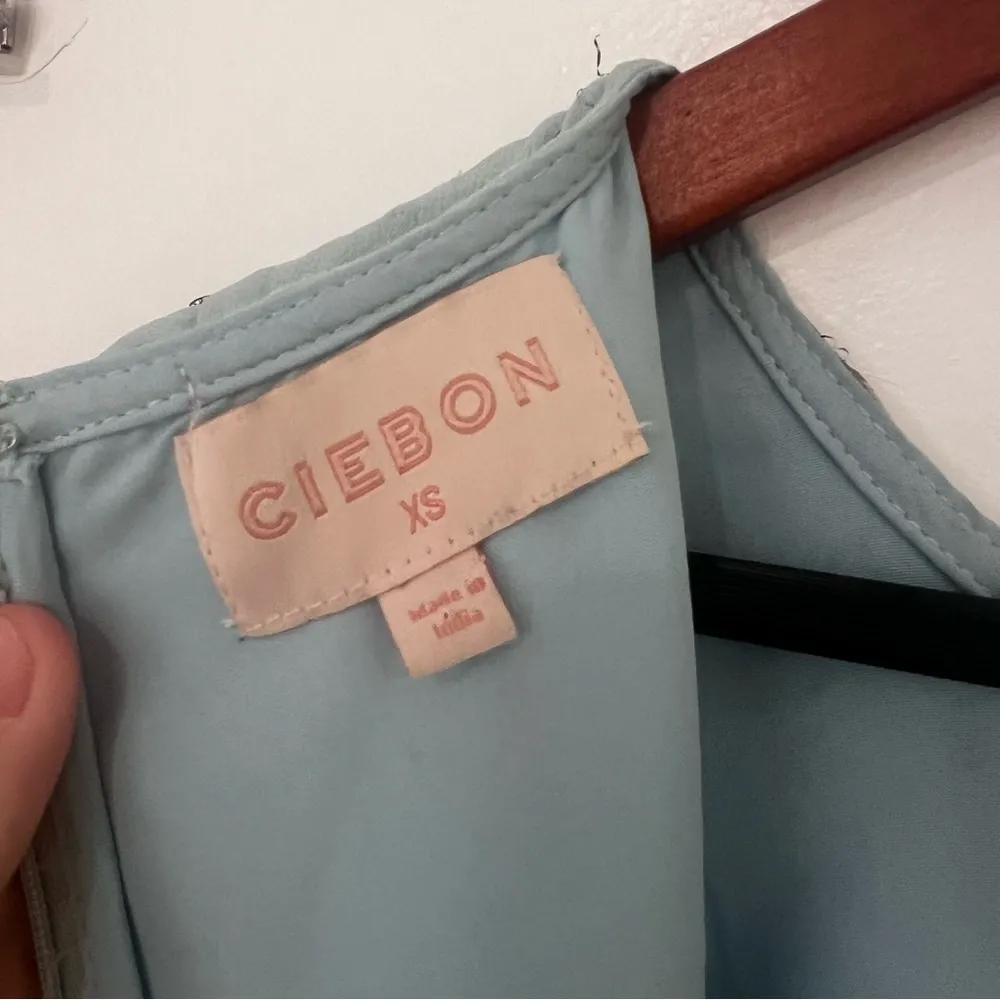 CIEBON Angela Metallic Tinsel Print Maxi Dress Blue Size XS - Image 7