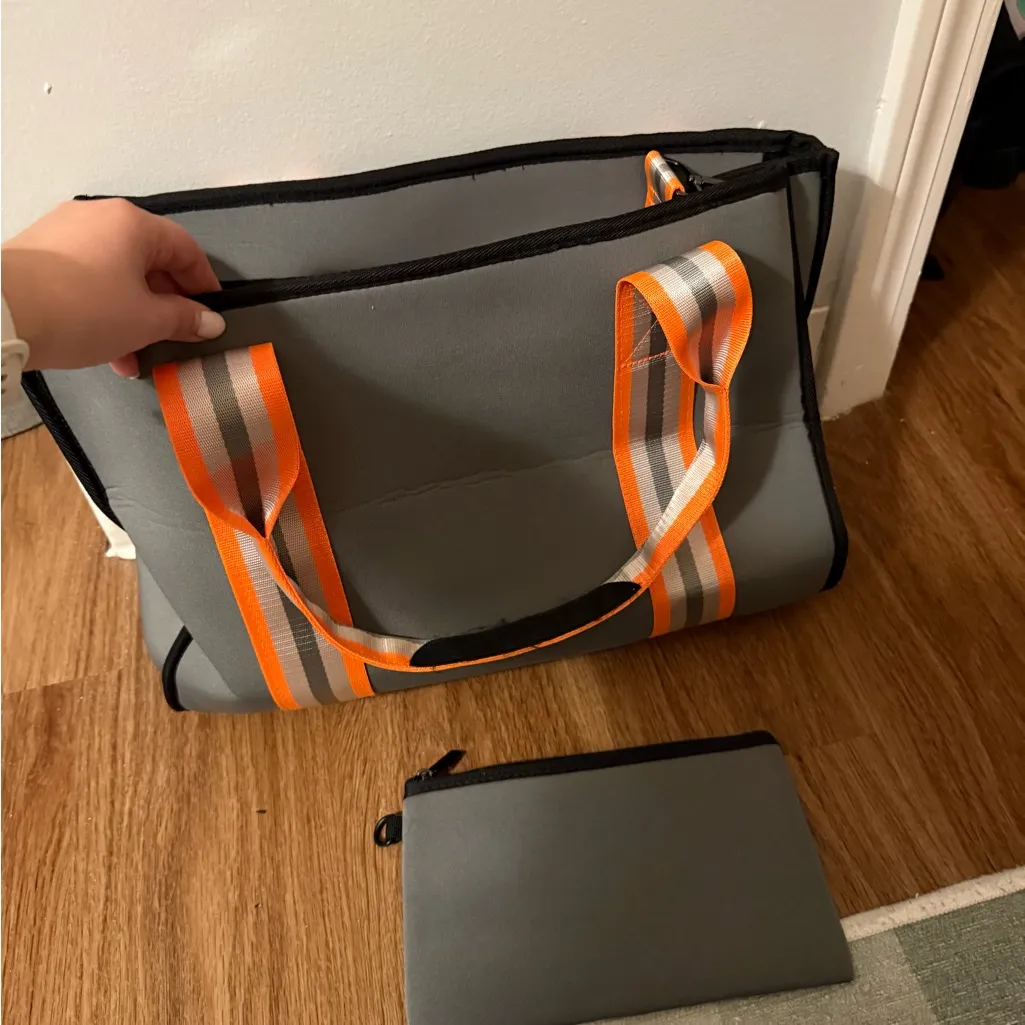 NWOT Haute Shore Grey Tote Bag With Orange Straps Gray - Image 2