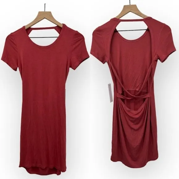 NWT Young Fabulous & Broke Open Back T-Shirt Dress Crew Neck Mini Pink Size XS - Image 2