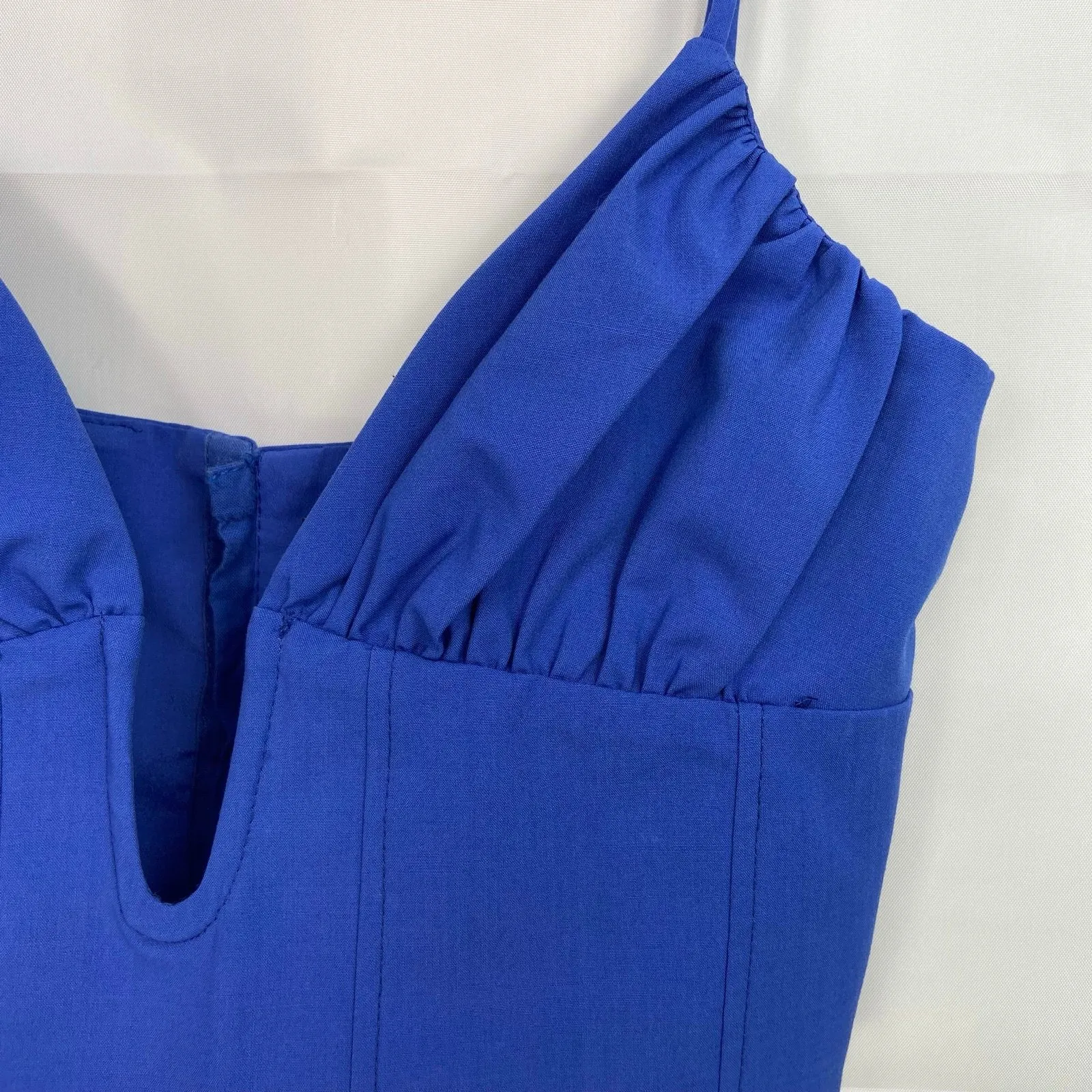 EUC ZARA women's purplish blue deep v-neck cropped corset tank crop‎ top summer - Image 3