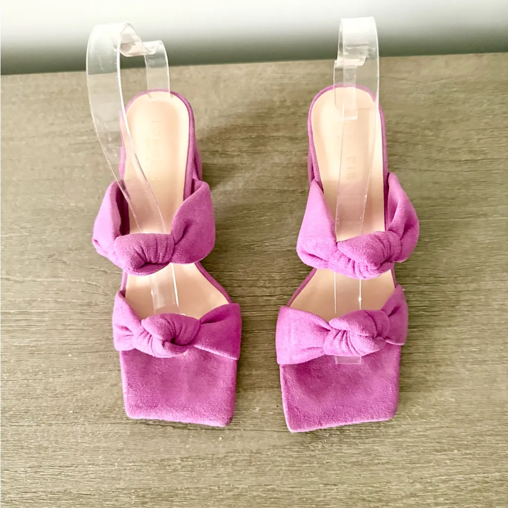 Torgeis Flamingo Block Heel with Knotted Strap in Bright Purple Pink Size 7 - Image 3