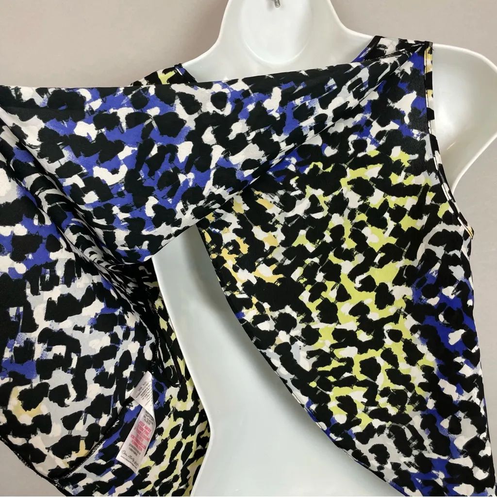 Miss Selfridge Tank Top Tulip Open Back Animal Print Leopard Black Blue Size 2 - Image 10