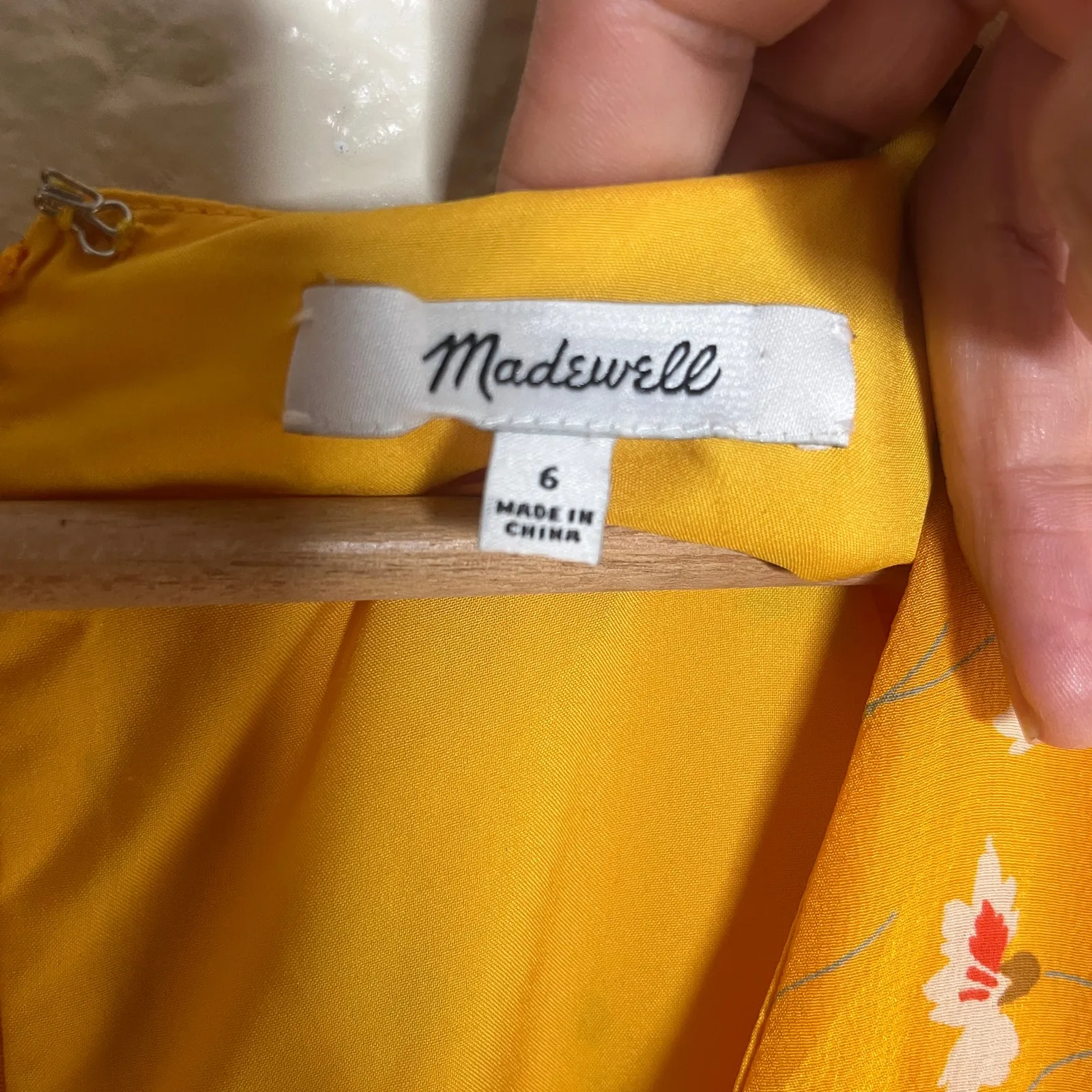 Madewell Women's Silk Belladonna Dress Painted Carnations Yellow Size 6 - Image 3