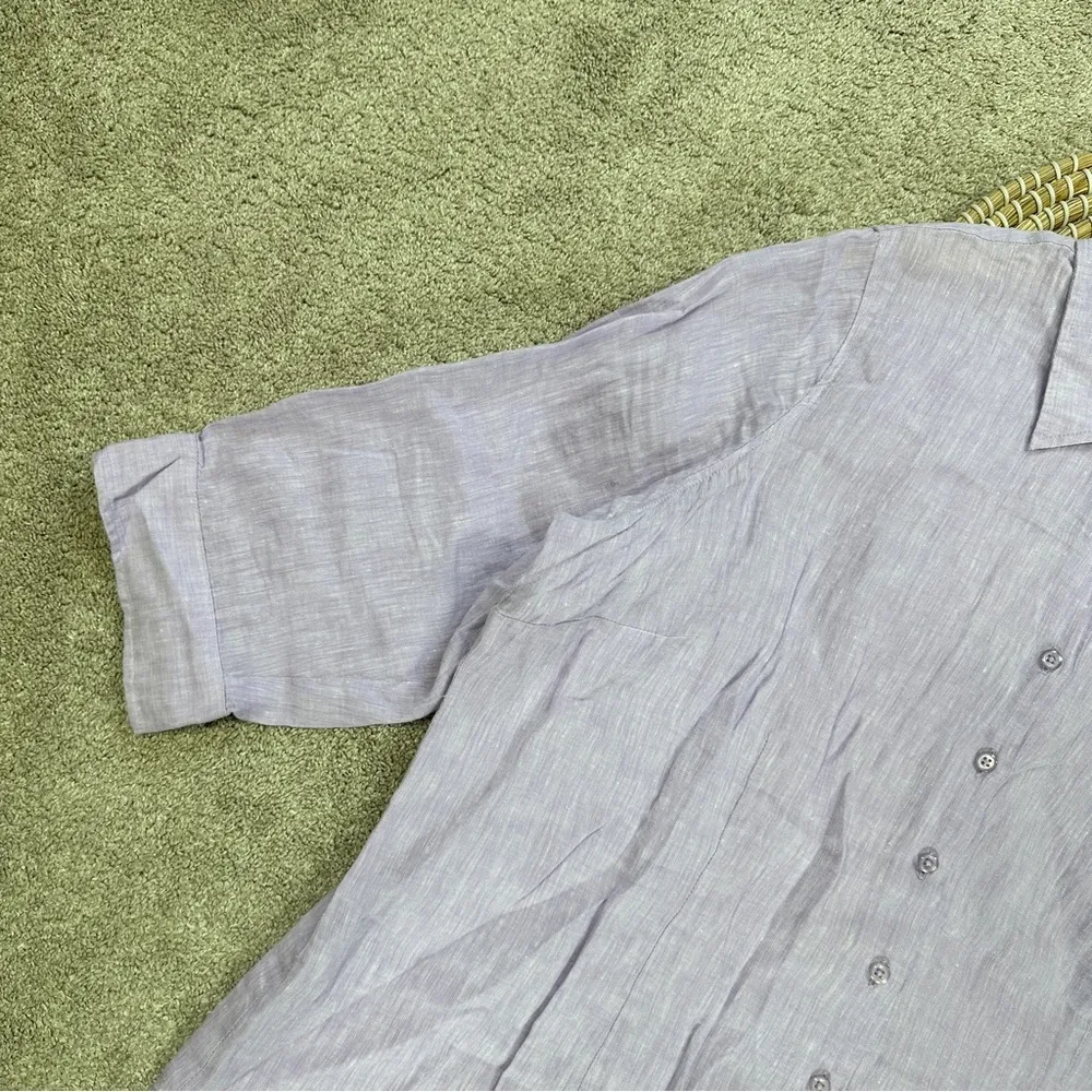 Coldwater Creek Women’s 100% Linen Button Down Shirt 3/4 Sleeve in Purple 2X - Image 4