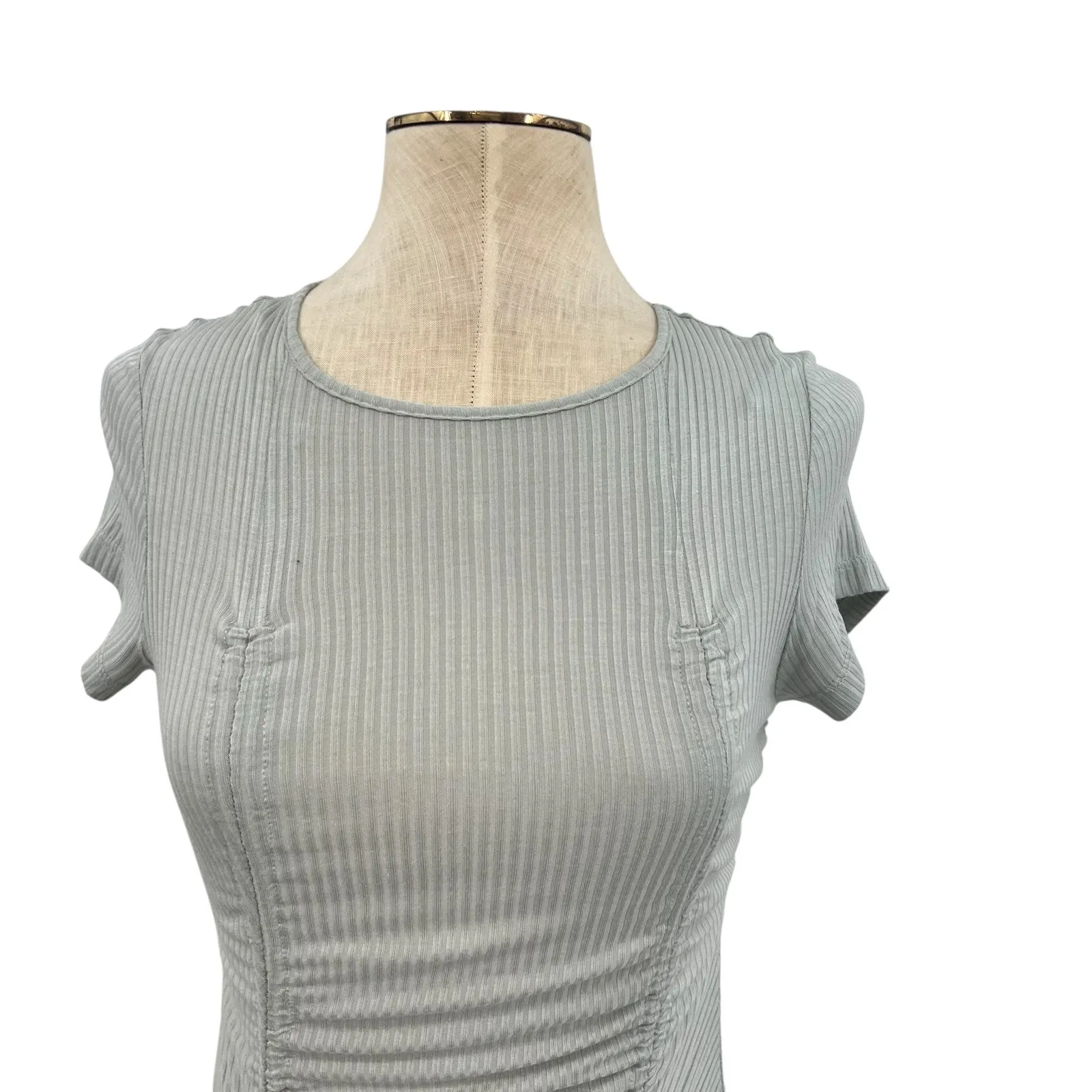 Urban Outfitters Lioness Eyes For You Ruched Mini Dress Short‎ Sleeve Gray XS - Image 4