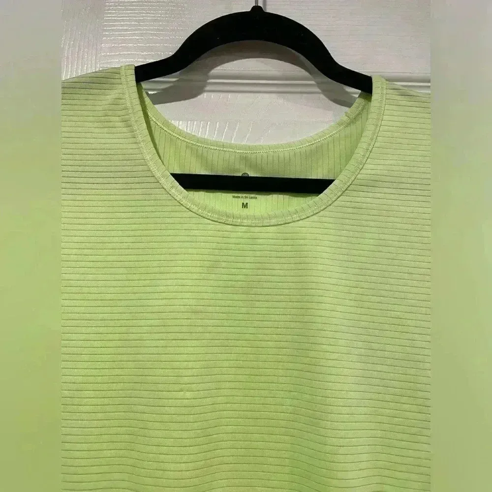 Athleta Neon Striped Round Neck Short Sleeve Pullover Activewear Top Size Medium - Image 2