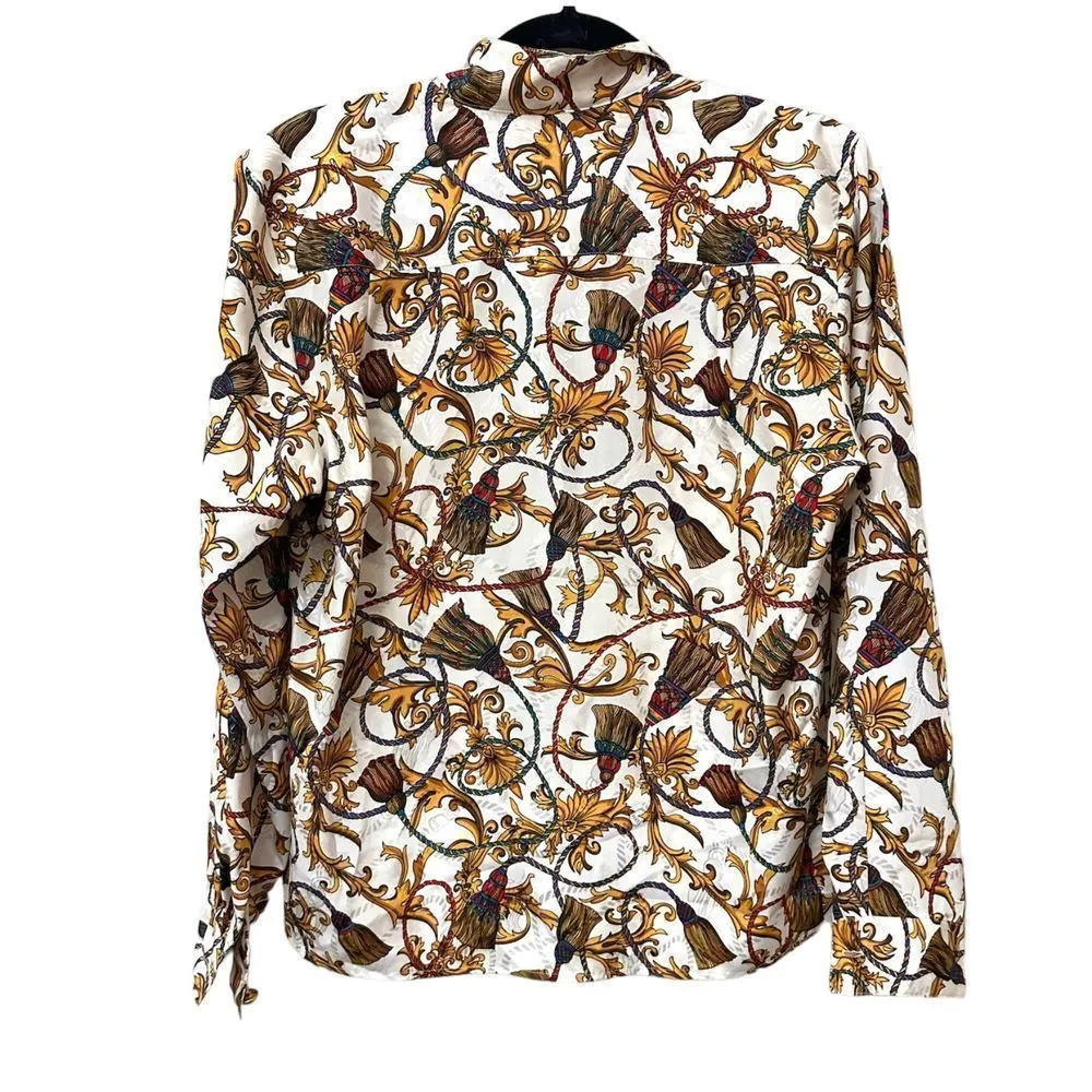 SLB BY SUNNY‎ LEIGH Vintage Patterned 80s Button Down Sz S White - Image 2