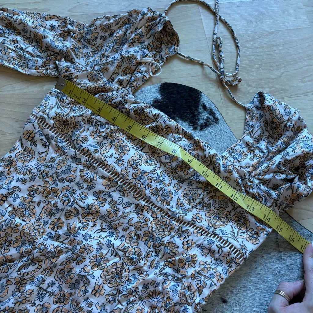 FREE PEOPLE Boheme Mini Dress Size‎ 2 Floral Long sleeve - Image 9