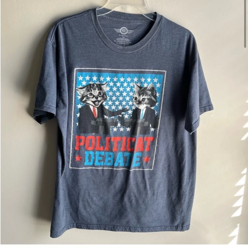 Mad Engine Cat Political Tee Size Large Gray - Image 2