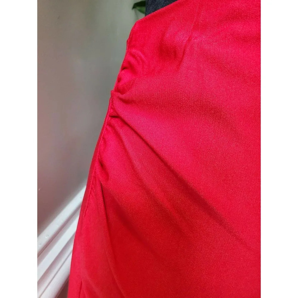 Grace Karin Women Solid Red Rayon Comfort Waist Ruffle Knee Length Skirt Size XL - Image 3