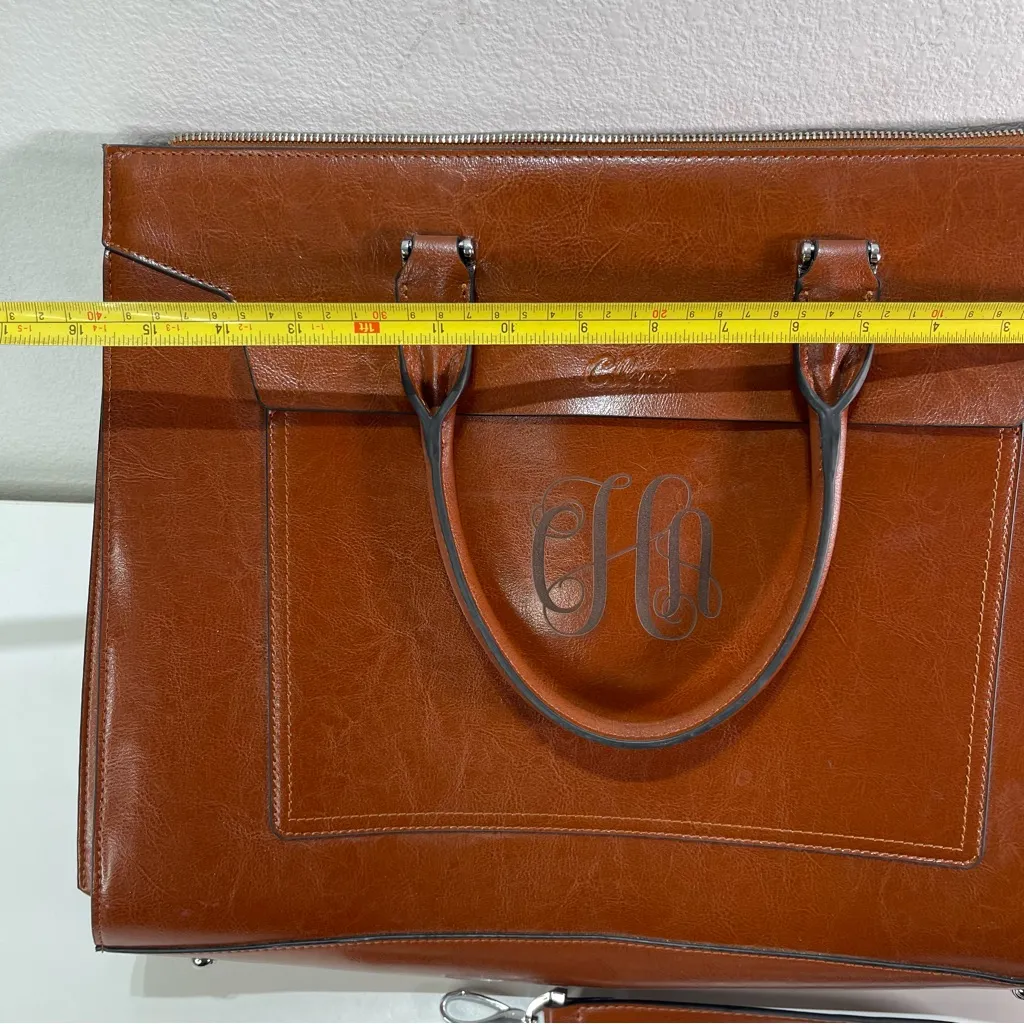 CLUCI Briefcase Work Bag Purse Brwn Shoulder Vegan Leather Laptop Padded Pocket Brown - Image 3