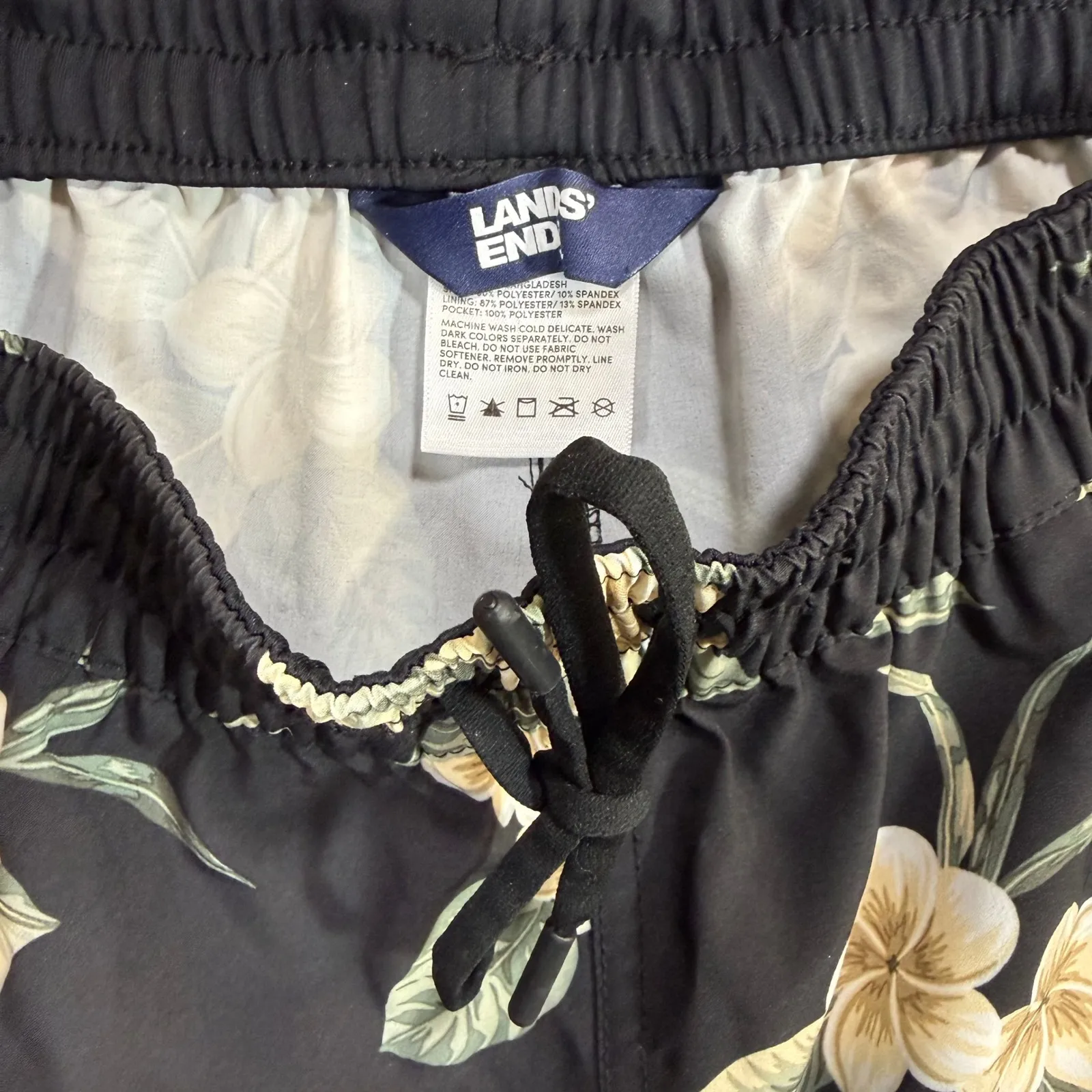 Lands' End 6 Floral Swim Shorts Black Tropical Print Boardwalk Beach Summer Pool - Image 5