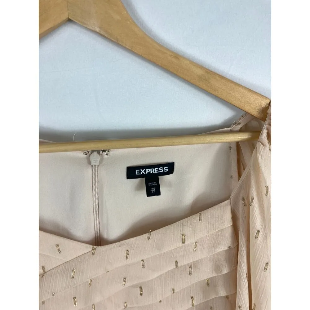 Express Gold Print Flow Blouse Size XS - Image 4