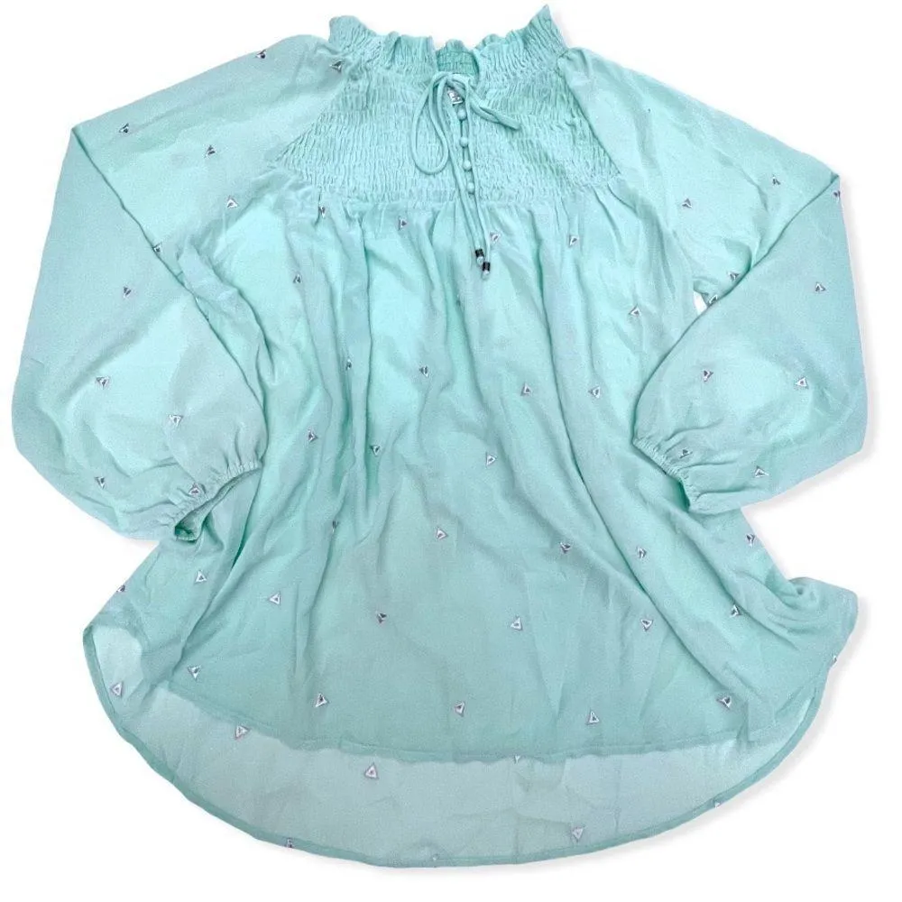 Hayden Los Angeles Sheer Turquoise Blouse - Image 14