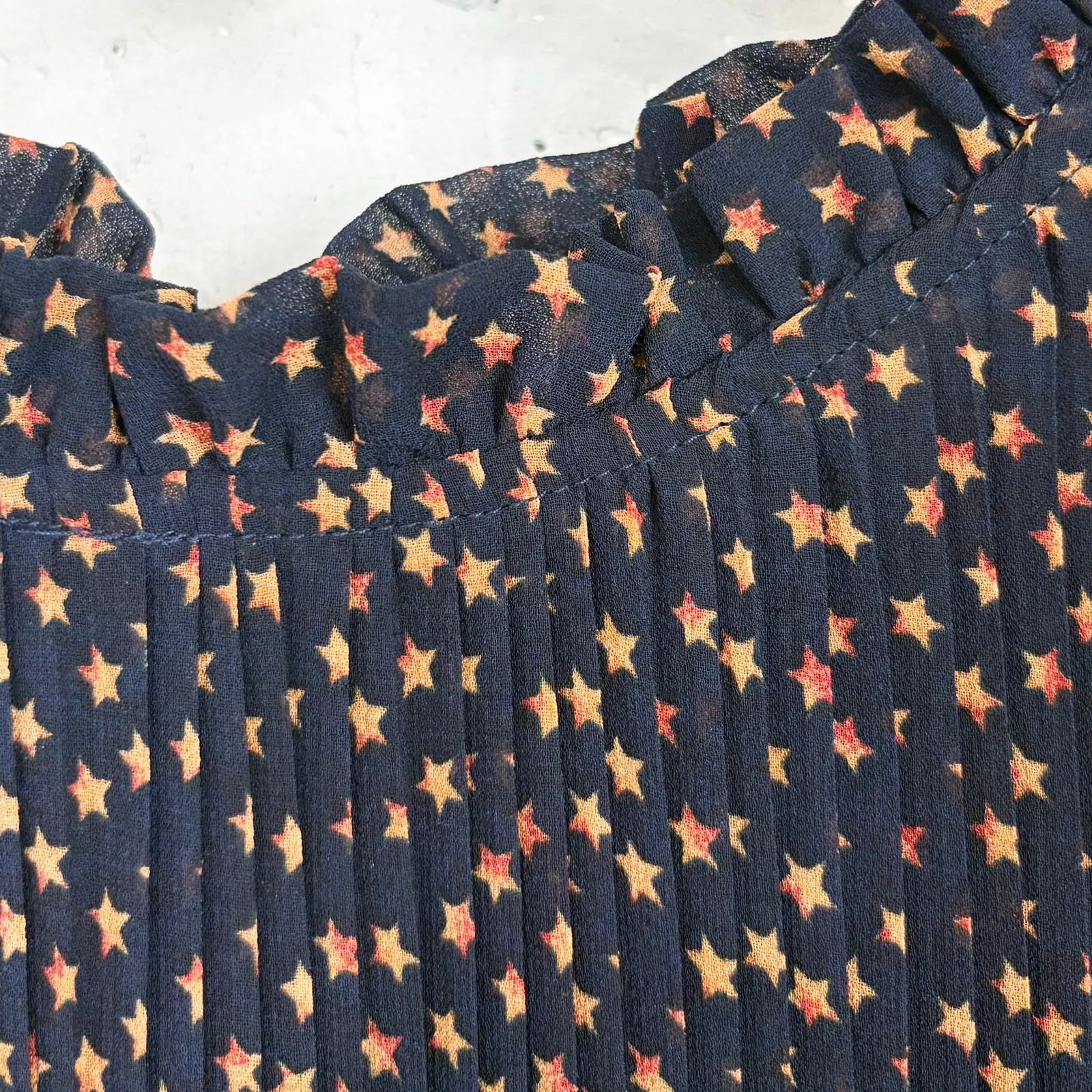 Anthropologie Seen Worn Kept Vega Pleated Star Print Illusion Sleeve Size 6 - Image 16