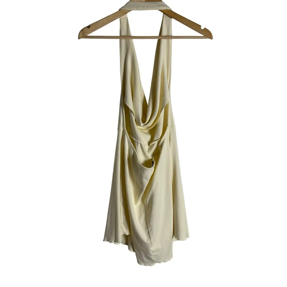 WeWoreWhat Cream Halter Draped Cowl Neck Cotton Sleeveless Mini Dress Size XXL - Image 8
