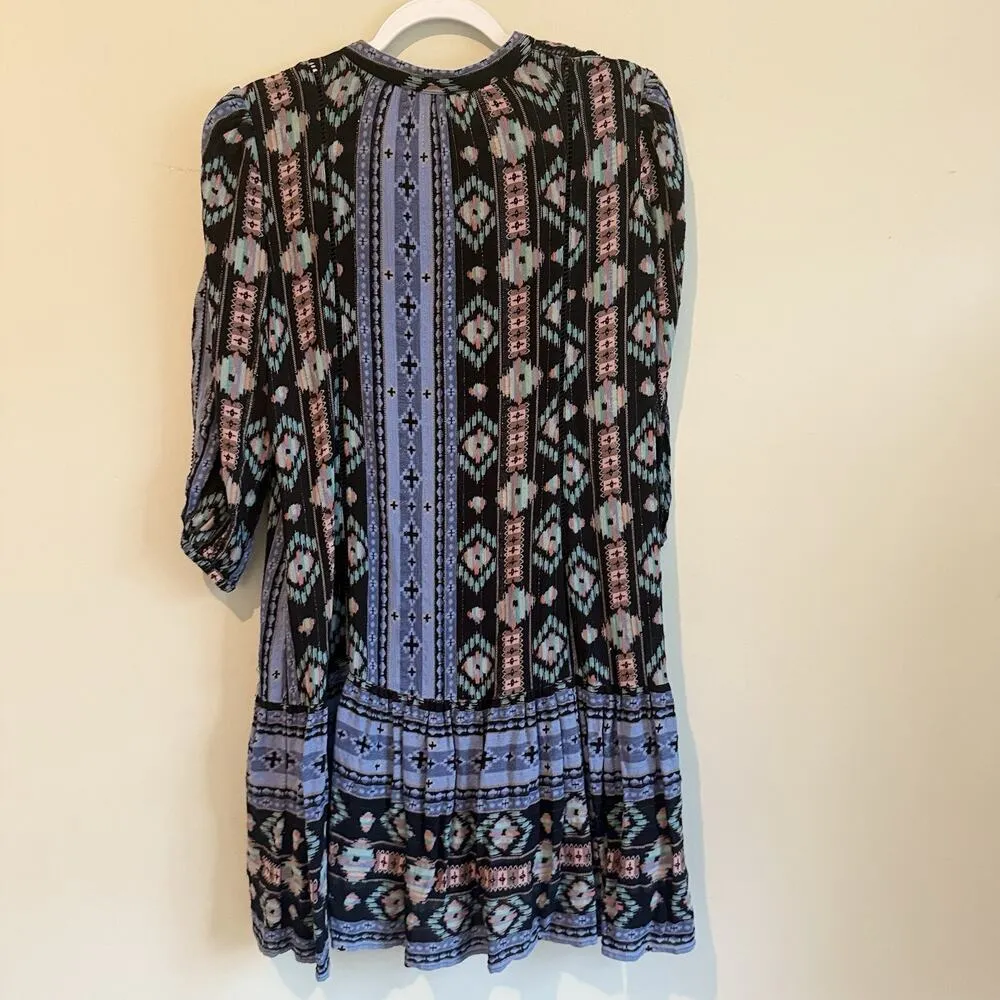 Anthropologie Holding Horses Boho Prairie Moon Mixed Media Tunic Dress S 1849 - Image 9