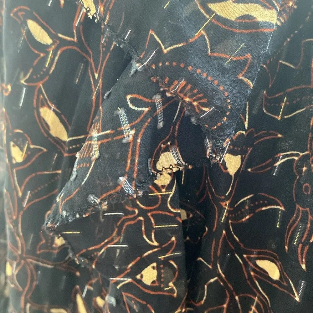 Ulla Johnson Zea Skirt in Jet Floral Vine Metallic Mini Skirt‎ Ruffle Size 2 - Image 14