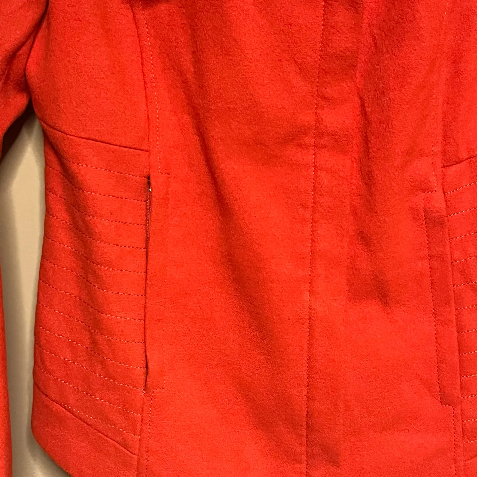 Kensie Red Faux Wool Gold Zipper Coat Size Medium - Image 8