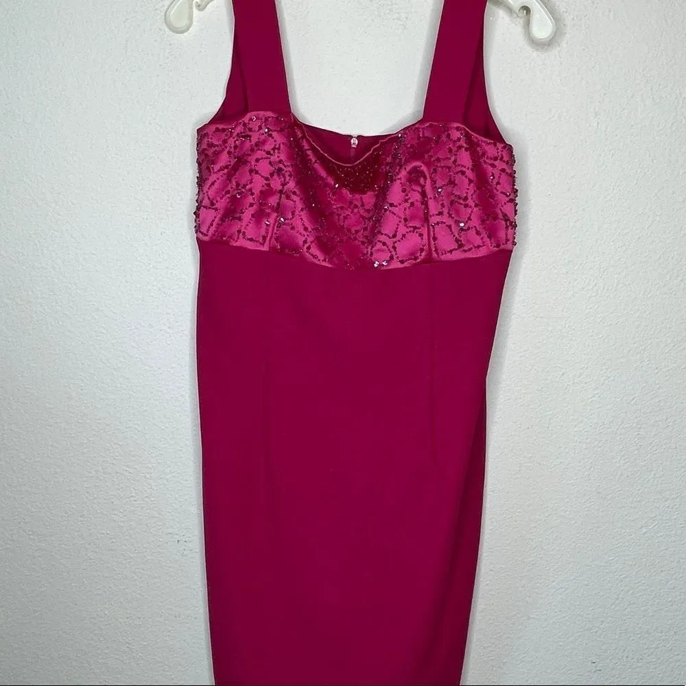 Vintage Beaded Magenta‎ Dress Size M - Image 7