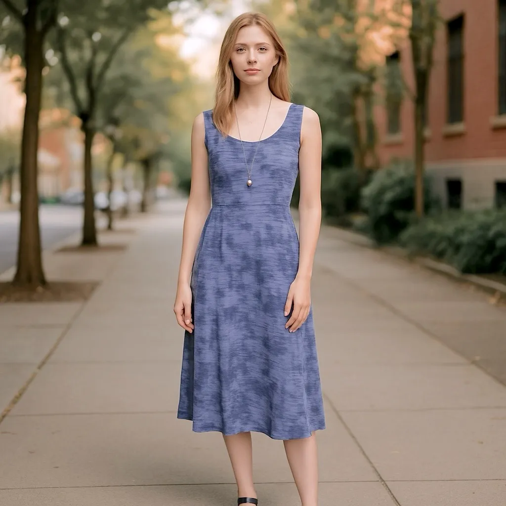 Chico’s Tie Dye Maxi Dress Striped Nautical Blue White Sundress Small - Image 2