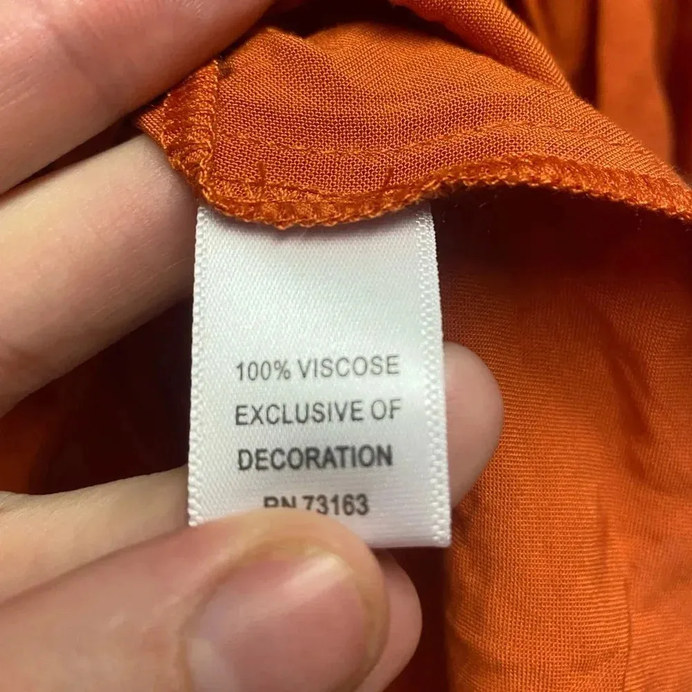 Melissa Paige Orange Ruffle Tunic Top W/ Tassels Size Medium - Image 3