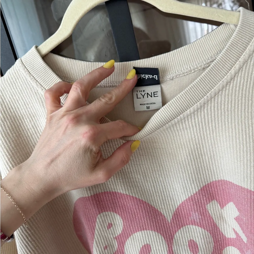 Book Lover booktok sweatshirt crewneck pullover ribbed corduroy heart beige Pink Size M - Image 3