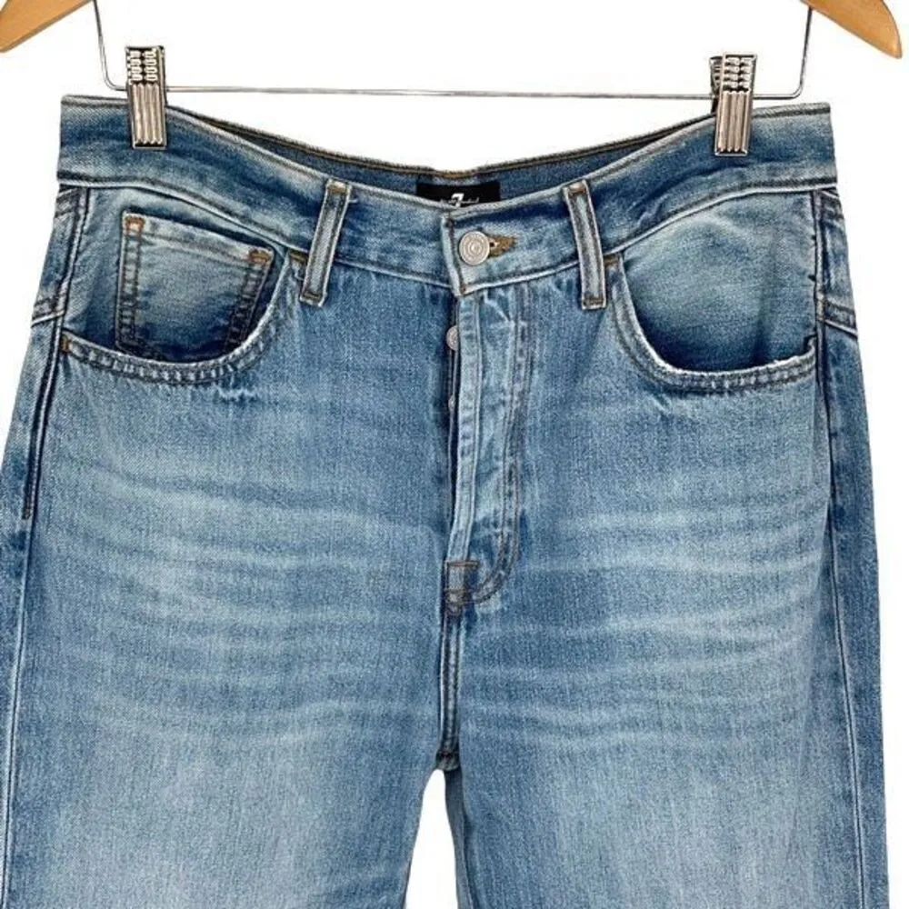 7 For All Mankind Womens Star Panel Easy Straight Button Fly Jeans Blue Size‎ 28 - Image 4