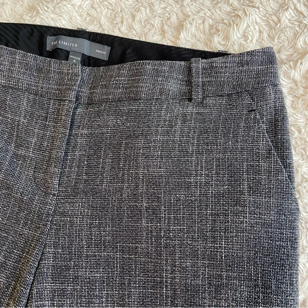 NEW The Limited Drew Fit Cropped Pants Black White Grey Knit NWOT Size 6 - Image 7