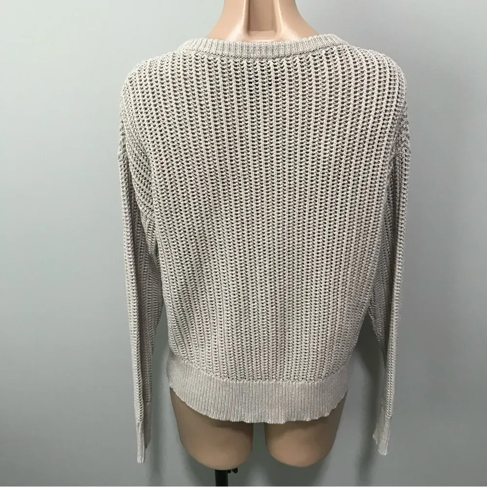 Theory Open Knit Po Arshan Sweater Oatmeal Melange Medium - Image 5
