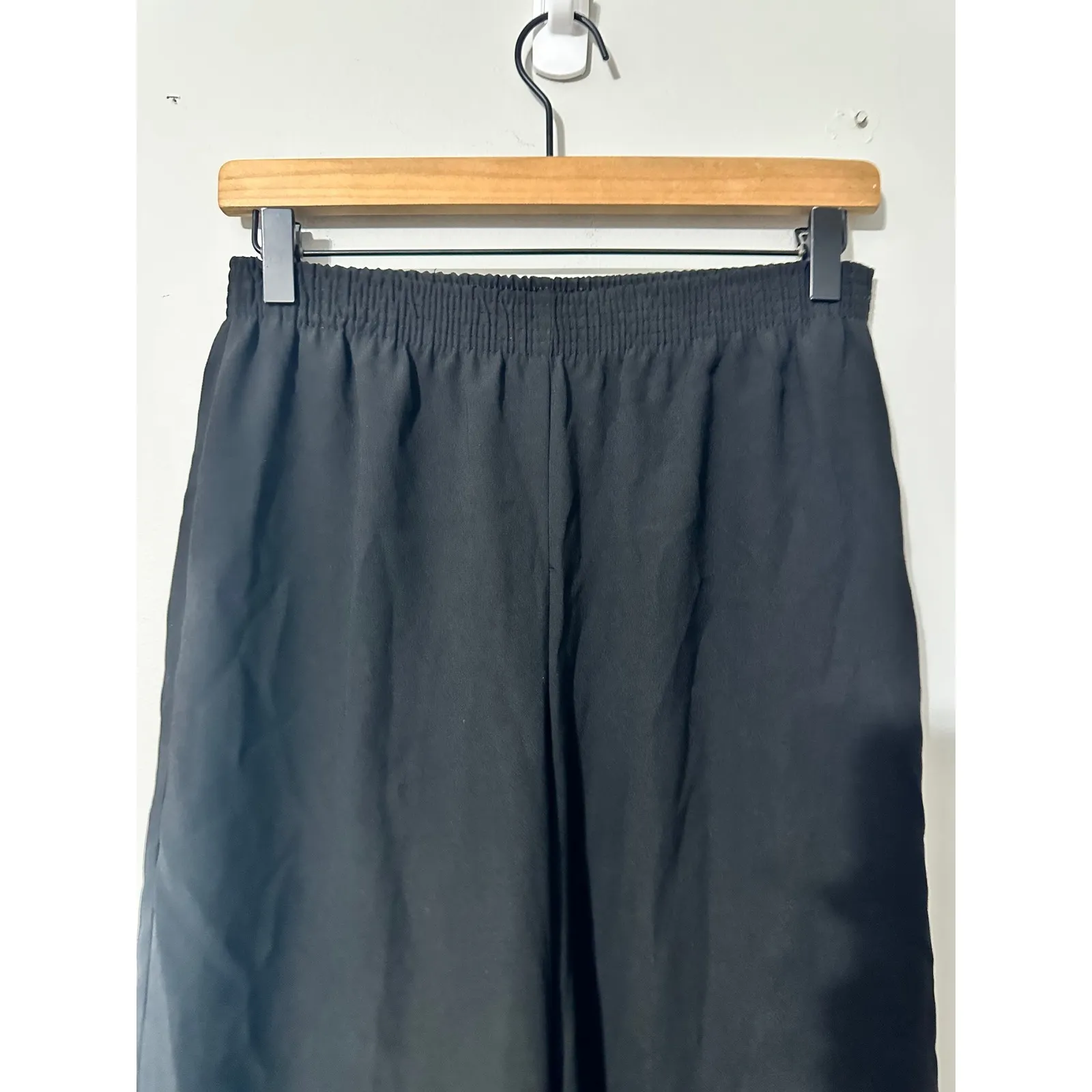 Donna Karan Black Wide Leg Cropped Pants Lace Trim Elastic Waist XXS - Image 4