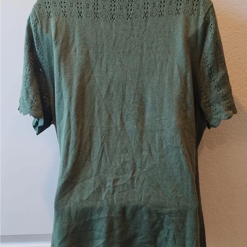 Womens Lane Bryant  Wrap Tie Tee Shirt Olive Green Short Sleeve V-Neck 14/16 - Image 5