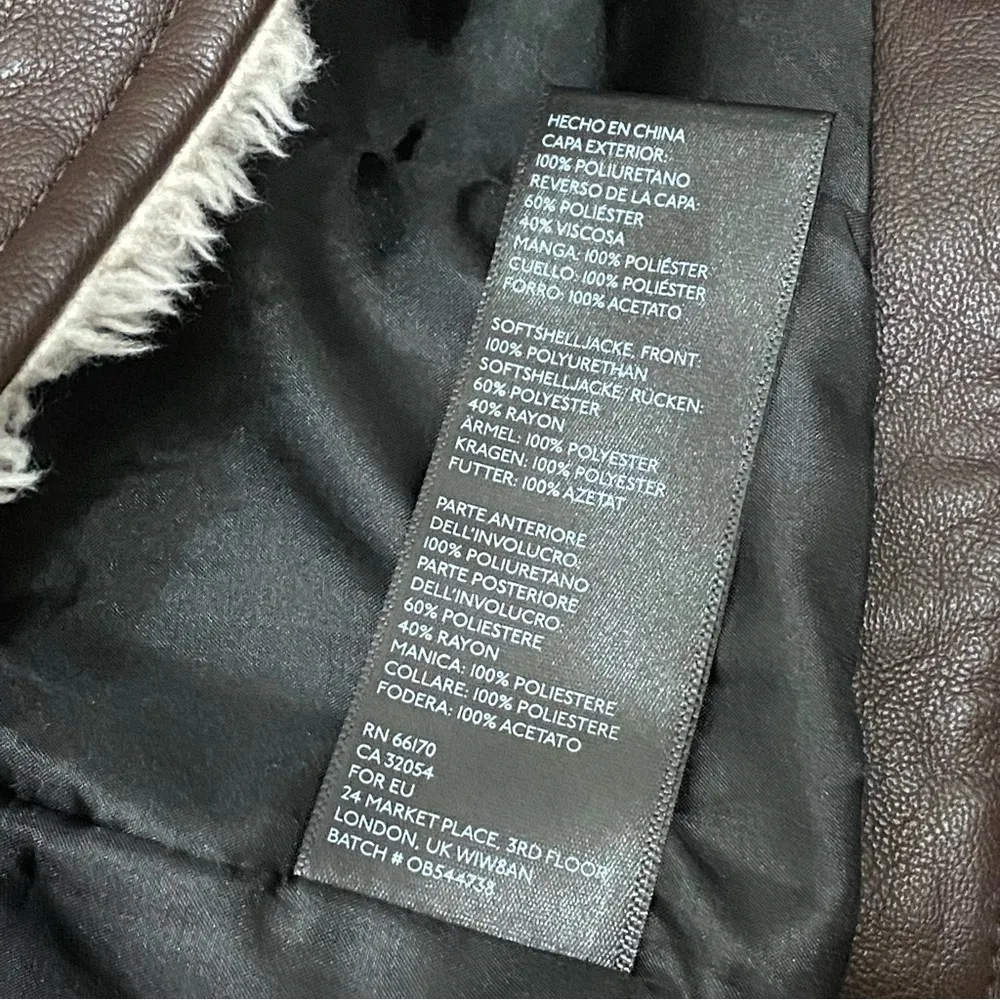 BDG Vegan Faux Leather Chocolate Sherpa Lined Soft Fuzzy Sleeves Moto Jacket - Image 12