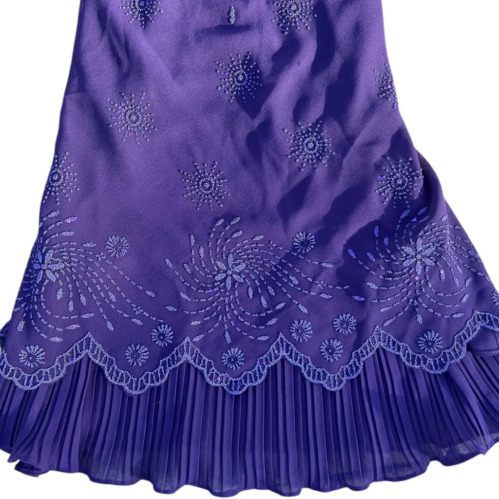 Vintage Purple Beaded NinaLee Cocktail Party Dress Medium - Image 2