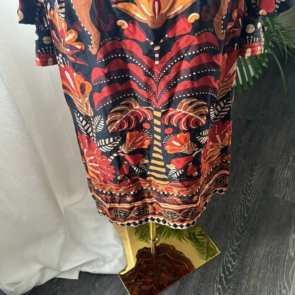 FARM RIO Red Nature Beauty Scarf Backless Midi Dress, Size Small, $270 - Image 11