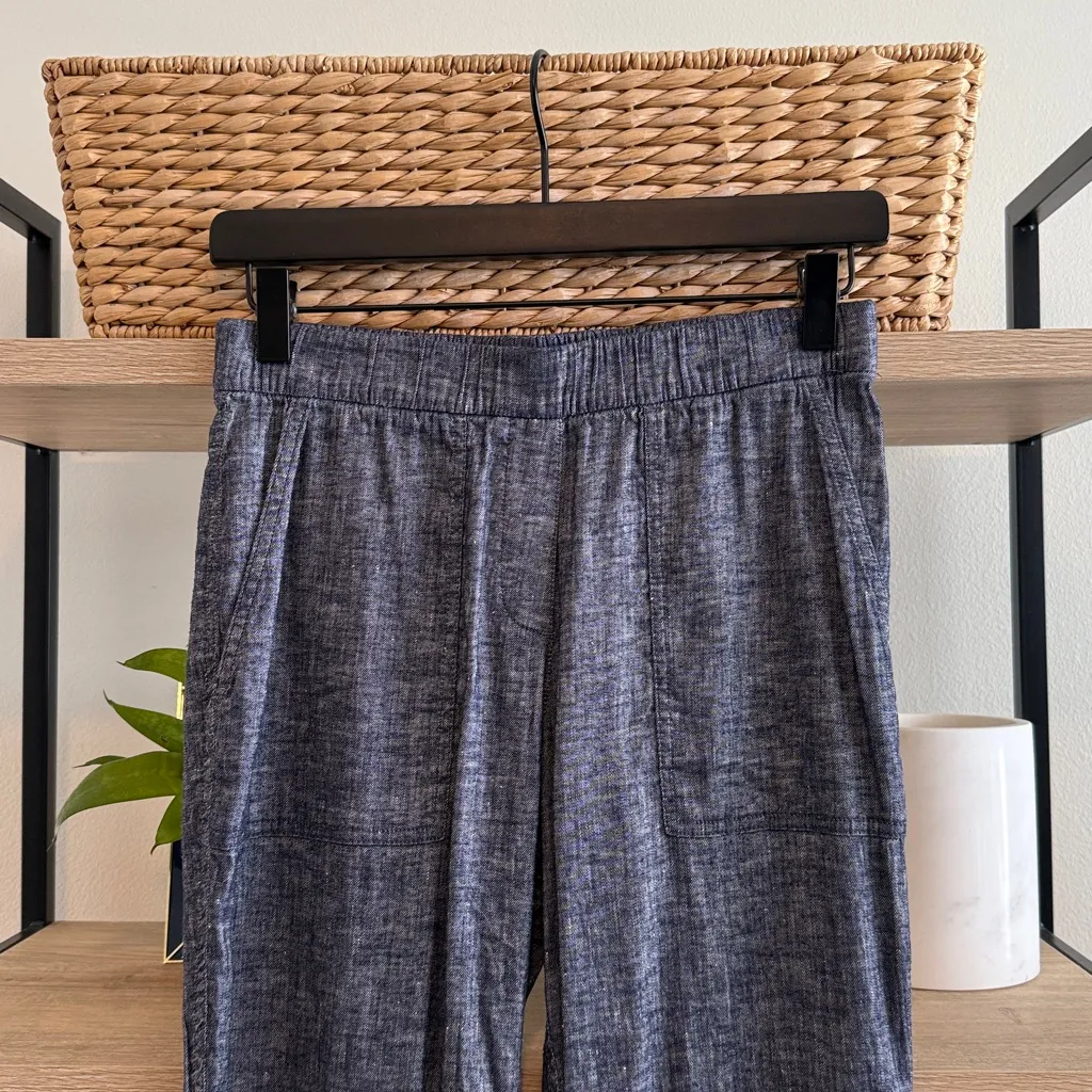 Theory Mid-Rise Korene Chambray Linen Blend Ankle Pull On Pant, 2 - Image 4