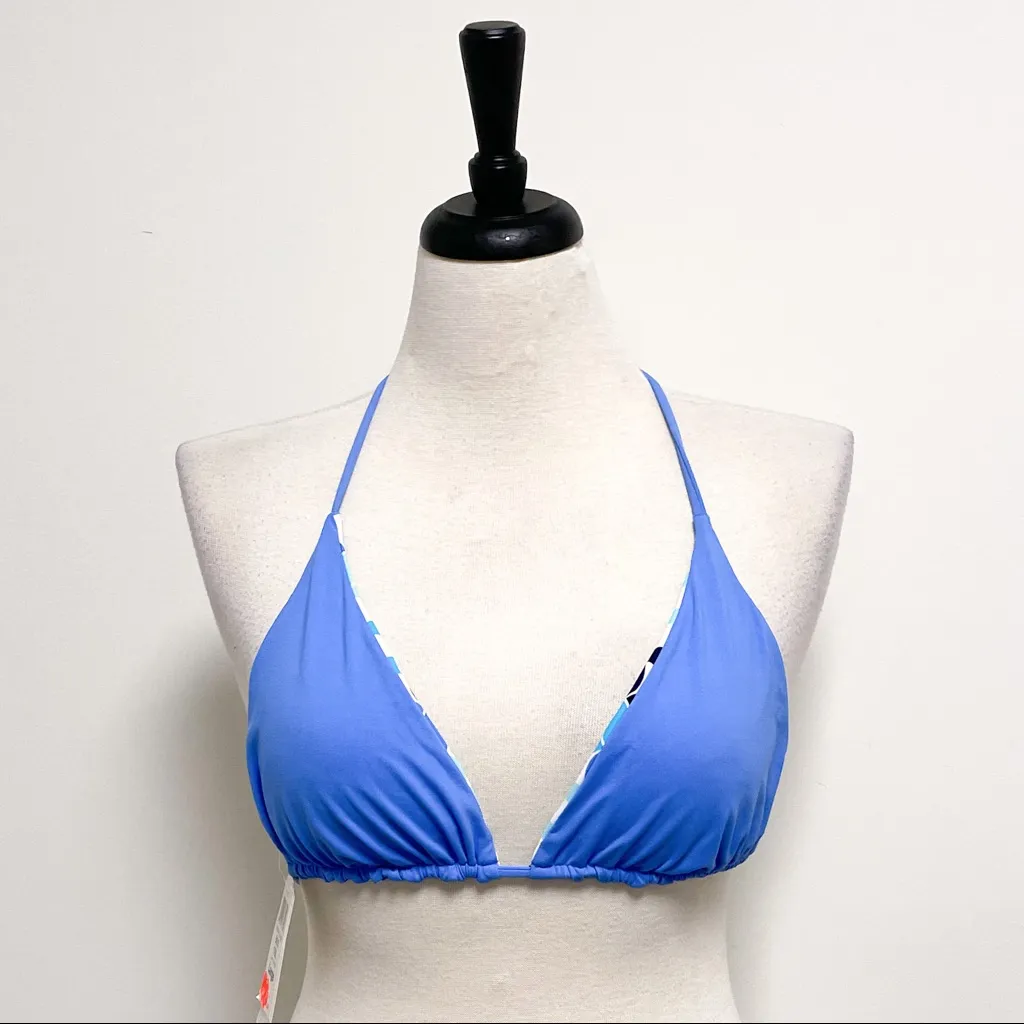 Swim Systems Reversible Iconic Tiles Blue White Sliding Triangle Bikini Top NWT Size L - Image 4