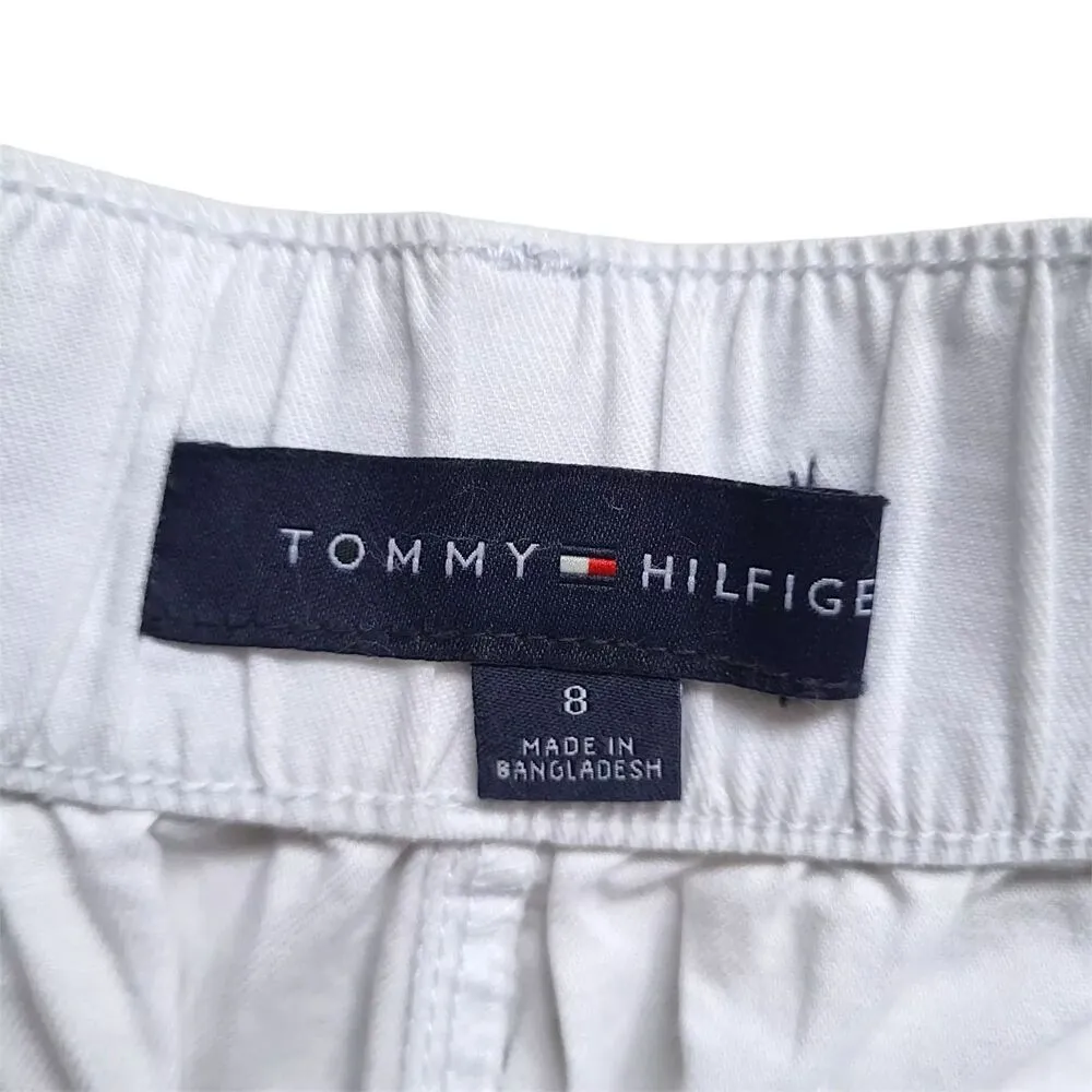 Tommy Hilfiger Wide Leg Pants Womens 8 White High Rise Belted Pockets - Image 4