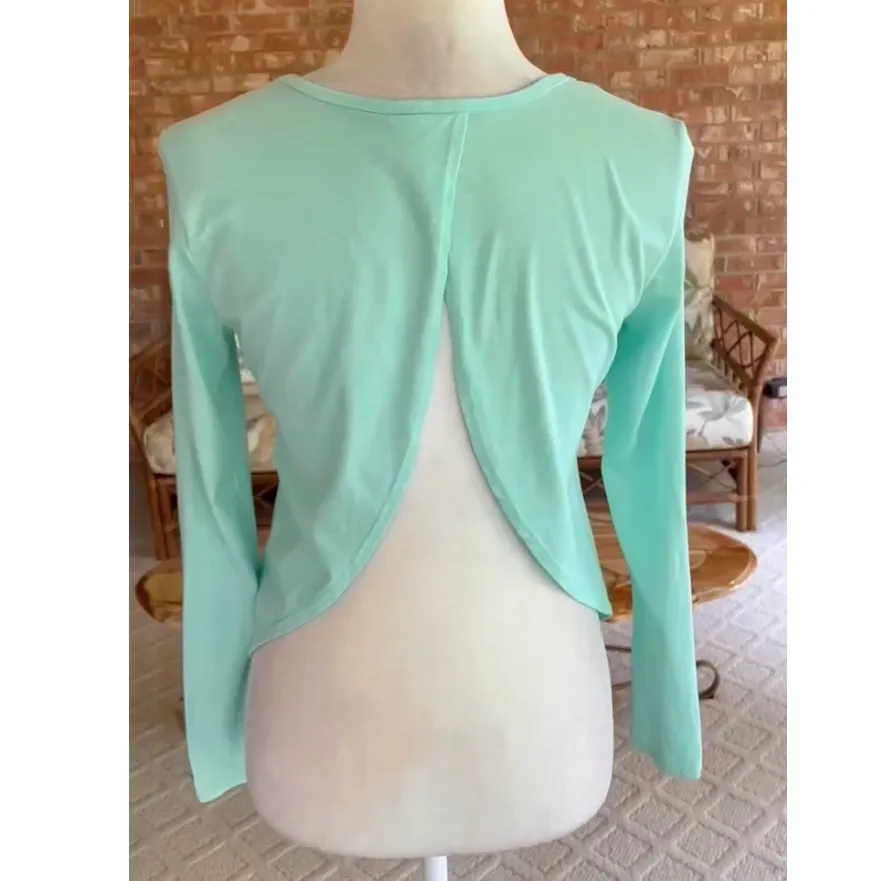 Fabletics Millie Top Split Back Knit Long Sleeve Mint Green XXS Workout Gym - Image 8