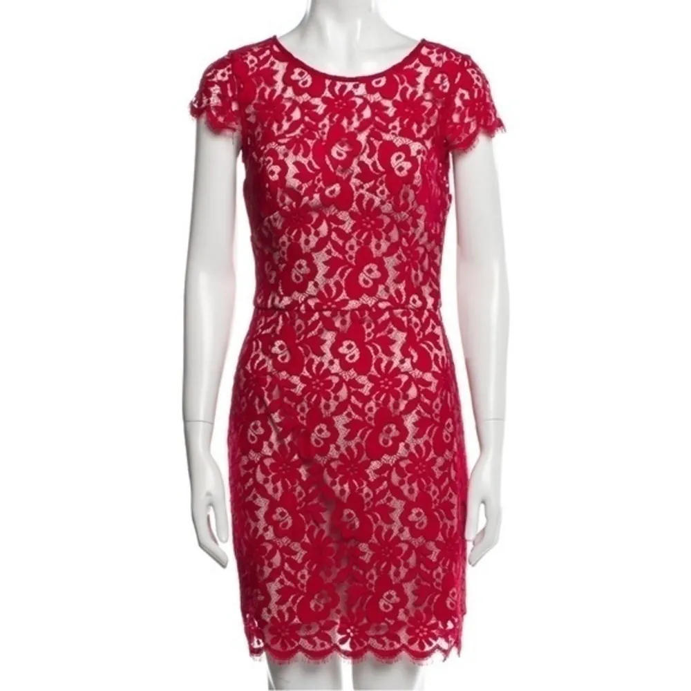 Nicholas Red Lace Dress Size 8 - Image 6