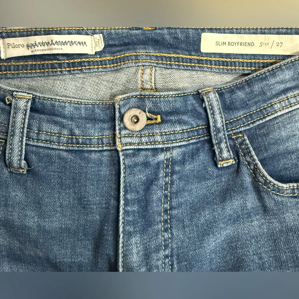 Anthropologie Pilcro Tapestry Patchwork Boyfriend Jeans 27 Boho Chic - Image 7