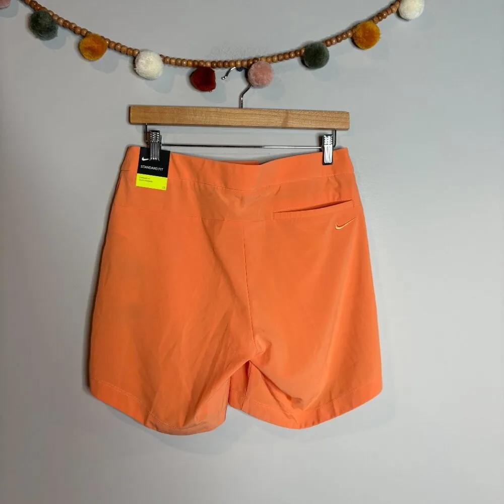 NWT Nike Women's Flex Ace Dri Fit Peach Standard Fit Pleated Golf 7" Shorts - Image 4