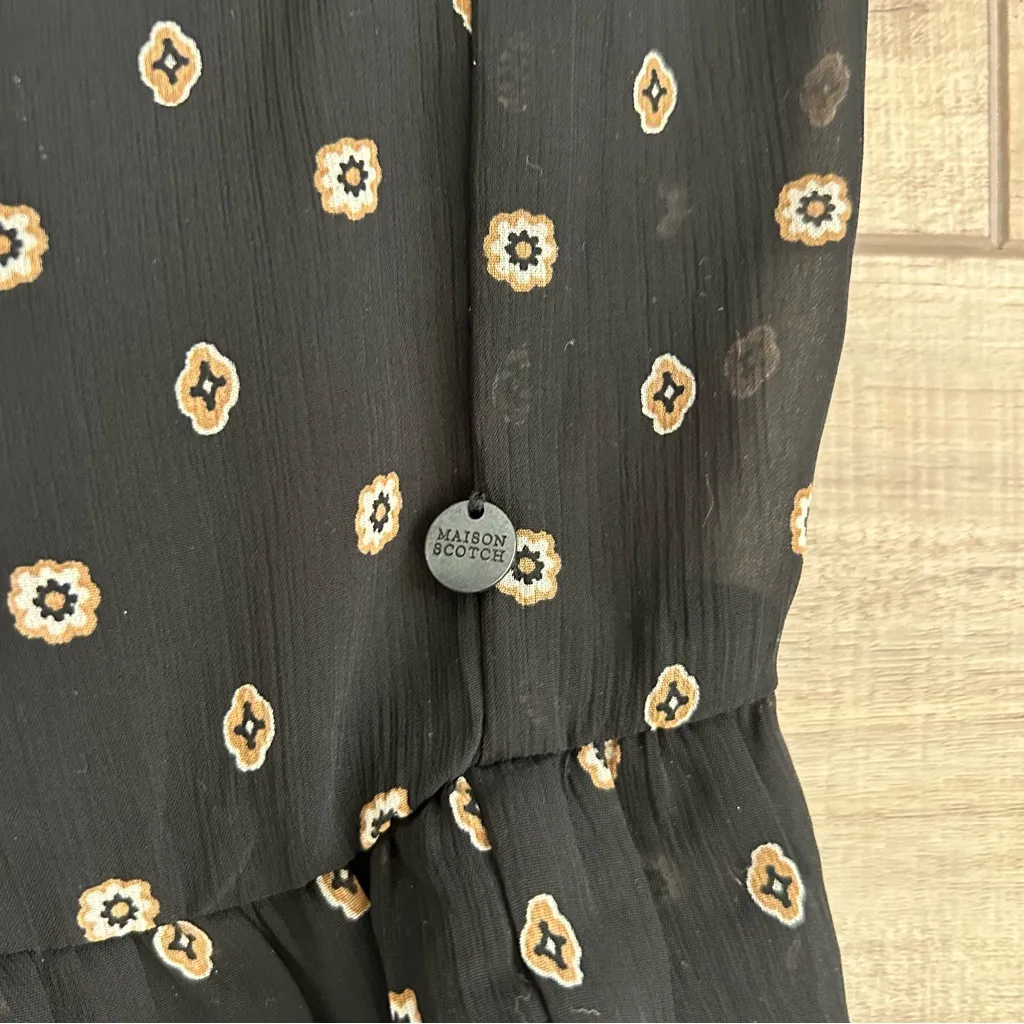 Scotch & Soda Maison Scotch Mille Nuits Tasha Ruffled Tiered Midi Dress Black M - Image 13