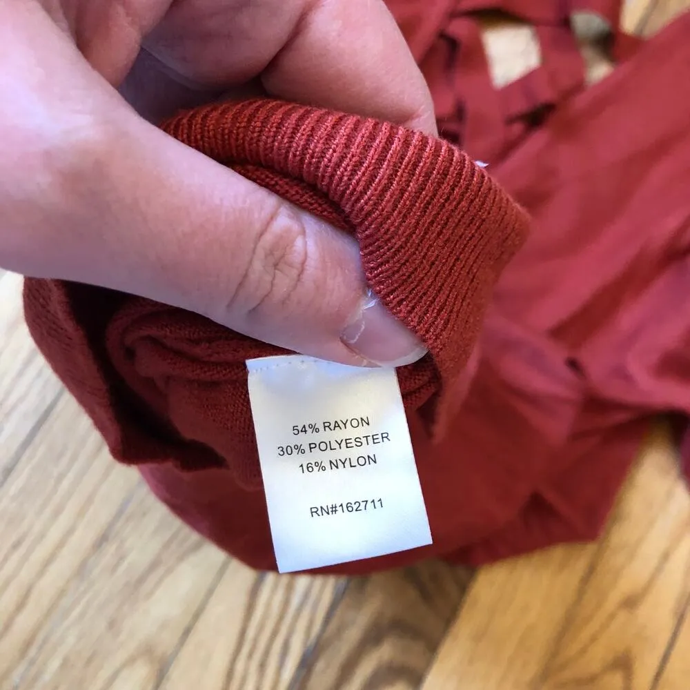 Love Ellie NWOT Women's Mia Back Cross Detail Burnt Orange Sweater Size L Size L - Image 7