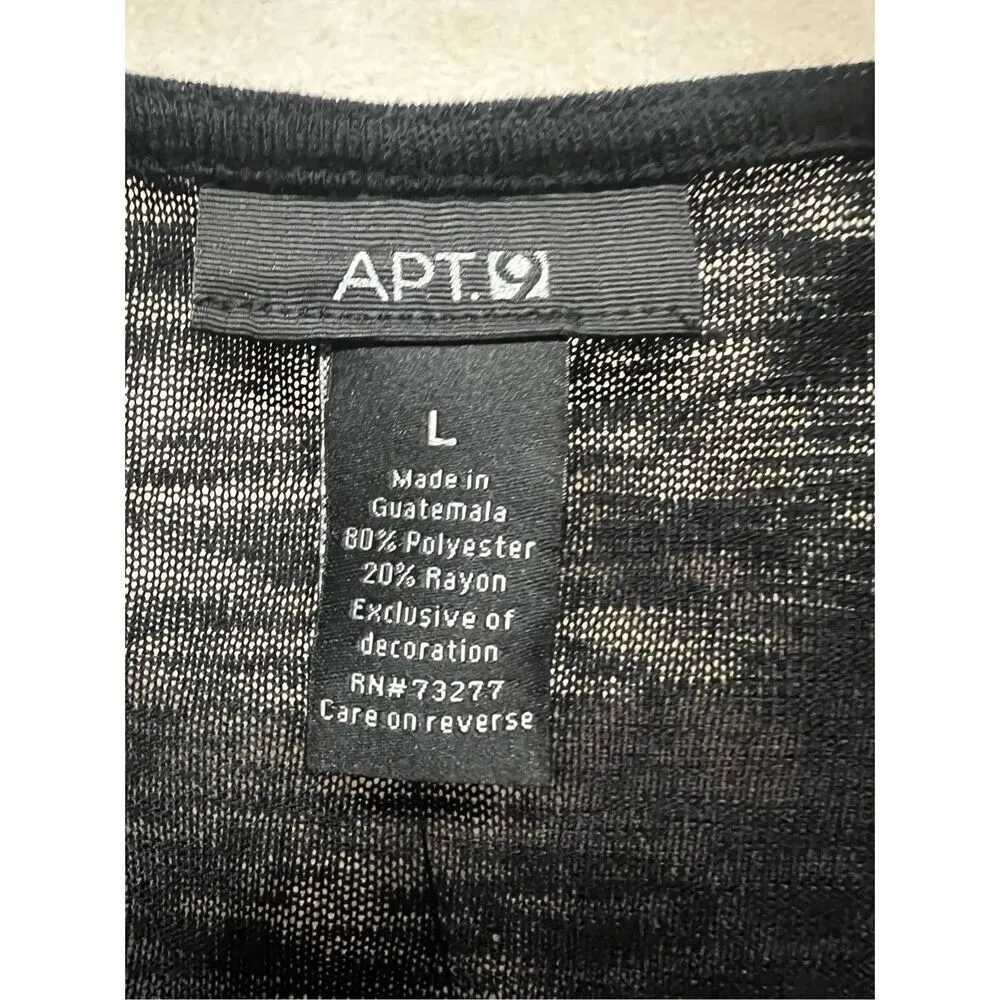 APT 9 Cover Up Swim  embroidered trim Top Black Sz  L NWT - Image 3