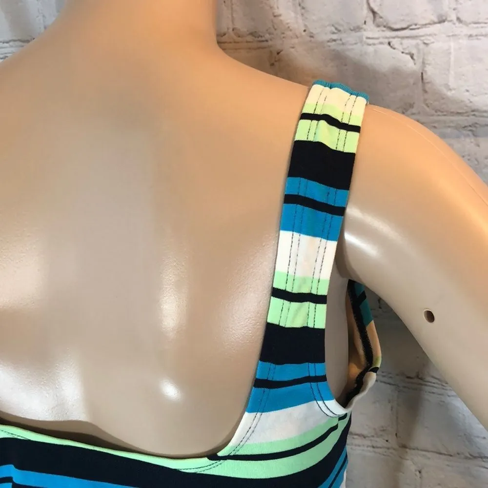 Anne Cole Vintage 1990s Striped Tankini Swim Top Built In Bra Shelf 10 - Image 8